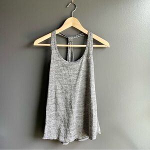 Lorna Jane Womens Racer Back Shades of Gray and White Striped Tank Top Size XS